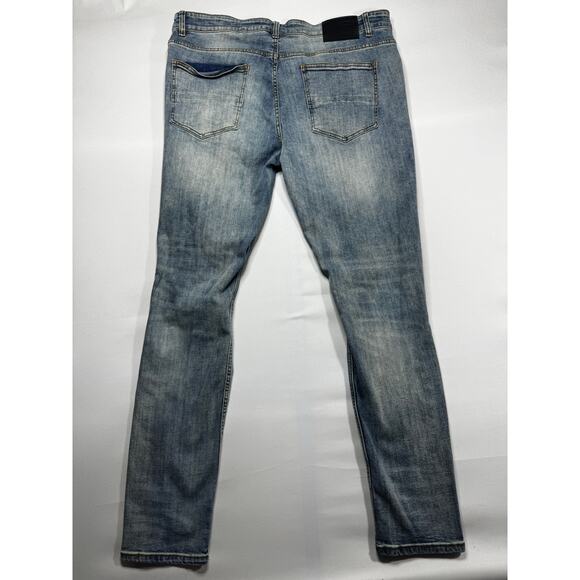 Serenede Men's Distressed Skinny Blue Stretch Denim Jeans - Size 40x33 - Picture 2 of 5